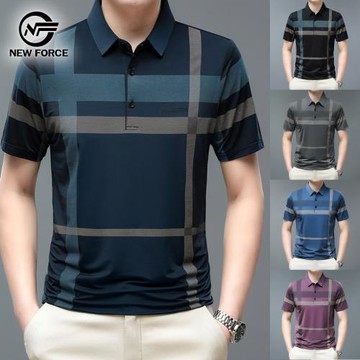 NEW FORCE 任選-紳士線條冰絲商務POLO衫-5色可選