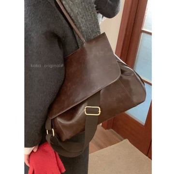 復古大容量包包秋冬女2023新款潮韓國手提公文包單肩斜挎通勤包