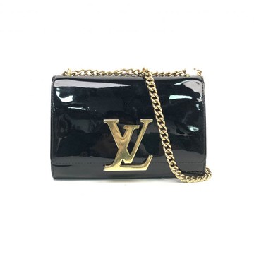 louis vuitton 黑色漆皮logo 鍊條包