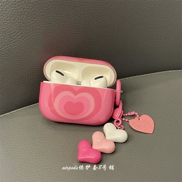 ins玫紅色多個愛心airpods無線藍牙2/3代耳機殼適用蘋果保護套pro