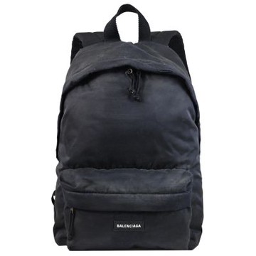BALENCIAGA 字母電繡徽標刷破尼龍雙肩後背包(黑)