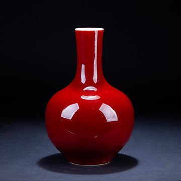 景德鎮陶瓷花瓶仿古霽紅瓷器擺件新中式家居客廳博古架裝飾品大號