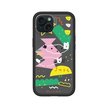 iPhone 15 Mod NX 黑 - MacaronToe 馬卡龍腳趾 - 麻糬貓與綠怪獸 Ｍochi & Green