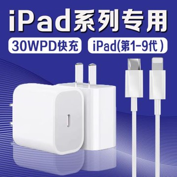 適用蘋果iPad充電器30W瓦PD快充9.7英寸平板ipad2/3/4/5/6充電頭iPad第7/8/9代10.2英寸平板充電器加長2米線