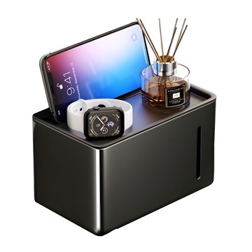 i life 含蓋雙層衛生紙架 黑色 免打孔安裝 收納平台 防塵防水 抽取順暢  1個