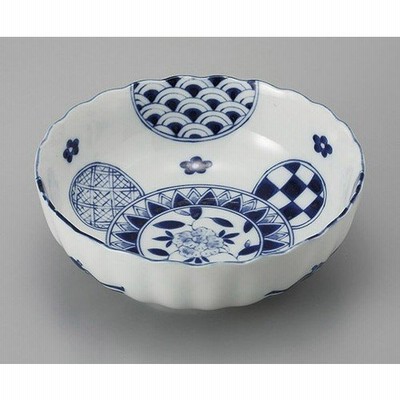 組鉢・組丼・ボール 藍丸紋菊型6.8鉢 [20.6 x 7.3cm]  料亭 旅館 和食器 飲食店 業務用