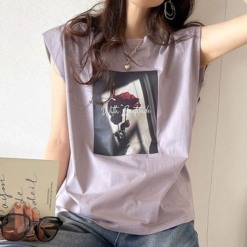 日本 Classical Elf - 華麗花朵俐落感法式袖上衣-淺灰紫