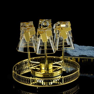 歐式輕奢描金威士忌酒杯創意酒杯高檔洋酒杯子家用托盤杯架套裝