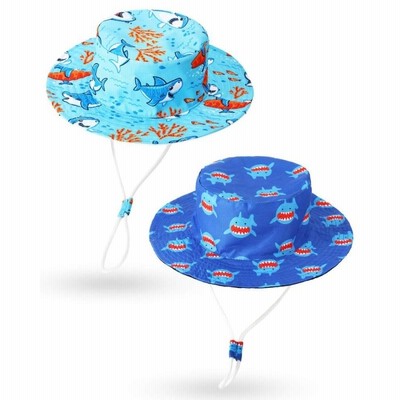 Chuarry 2 Pieces Boys Hat Kids Bucket Hat Shark Swim Beach Pool Hat Ocean A