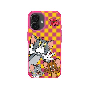 iPhone 16 Clear 粉漾桃 - 湯姆貓與傑利鼠 Tom and Jerry - 大臉貼窗