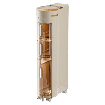 AOTTO 創意傢俱 22面寬衛浴四層附輪夾縫收納櫃 AC-609  奶油色  22.5 x 42.5 x 97cm