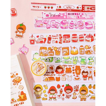 🍋檸檬青🍋清倉現貨兔販零食屋系列可愛卡通8款和紙紙膠帶2/3/5cm*5m貼紙手帳裝飾素材