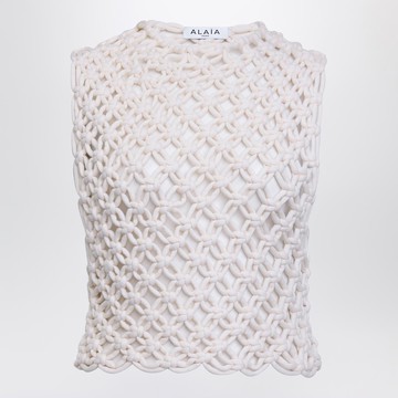 White knotted sleeveless tank top