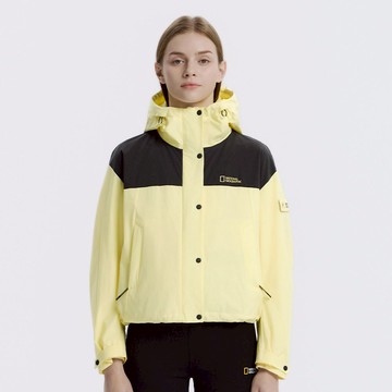 女裝 AUGUSTINE 拚色短版外套 - 淡黃色