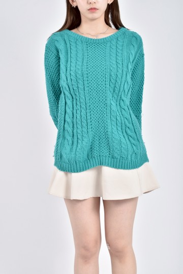 加購優惠(F) catworld質感針織寬鬆綠色長袖上衣