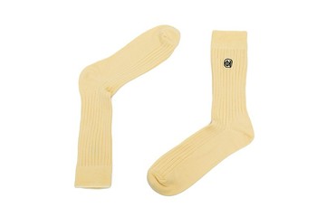 多色經典刺繡羅紋紳士襪 鵝黃