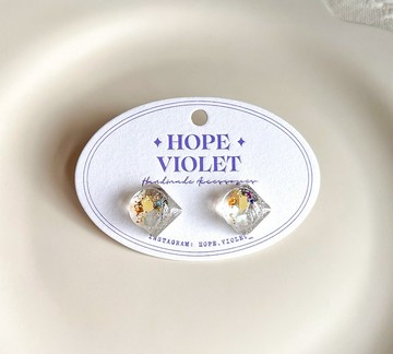 透明感彩色閃耀立體耳環- Treasure