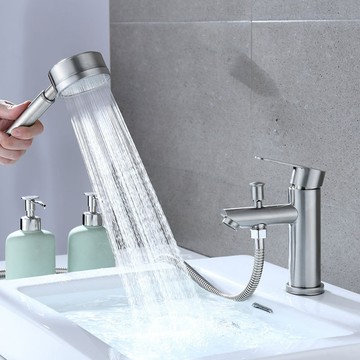 淋浴龍頭 水龍頭 蓮蓬頭 旋鈕三聯水龍頭 加壓蓮蓬頭(304不鏽鋼 沐浴龍頭 浴室 洗澡龍頭FM-900)