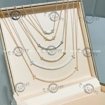 元氣招財 微笑項鍊帶鑽笑臉夏天鎖骨鏈微鑲滿鑽時尚簡約T女高級輕奢頸飾