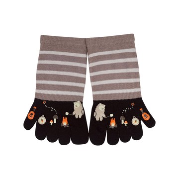 立體膠印造型五趾船襪-露營羊 - 露營羊黑