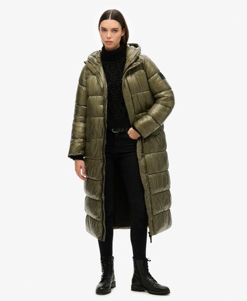 Superdry Women's Women's Xpd Sports Longline Puffer Coat Green / Dusty Olive - Size: 6 Size: 2