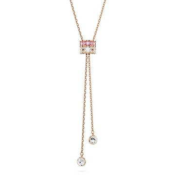 【SWAROVSKI】施華洛世奇 Y字型墜鍊/粉紅色