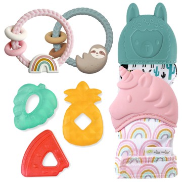 Itzy Ritzy 美國 矽膠搖鈴固齒環 迷你冰涼固齒器 固齒器 動物造型 手搖鈴 3884
