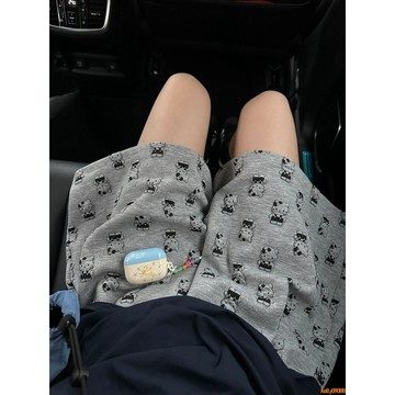 💥下殺價💥 女褲 印花短褲女ins夏季高腰寬松百搭休閑運動闊腿五分褲