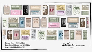 Memorabilia 復古票券風格 透明PET 銀箔和紙膠帶