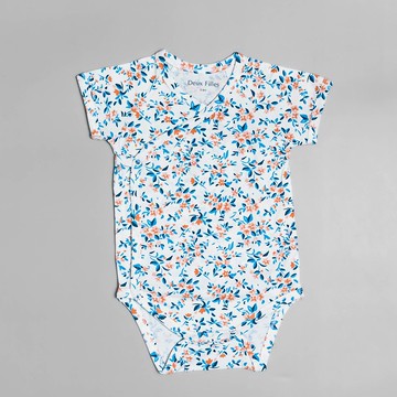 【Deux Filles有機棉】嬰兒短袖側開襟包屁衣/新生兒連身衣 紅藍