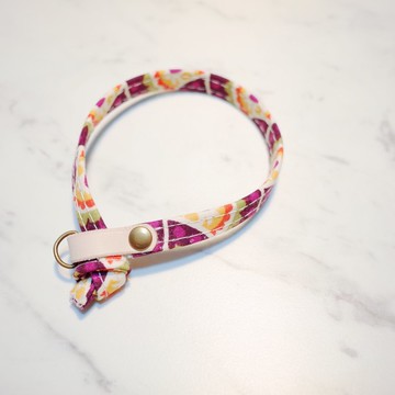 貓 項圈 復古 紫孔雀開屏 花磚 圖騰 植楺皮 可加購吊牌