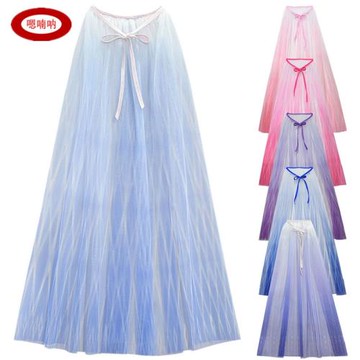 萬圣節冰雪女王艾莎公主女孩網紗披風中大童長款披風綁帶繩子斗篷