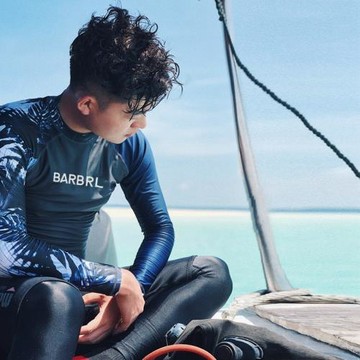 韓國男士泳衣長袖潛水服上衣防曬速干游泳衣水母衣沖浪服浮潛套裝