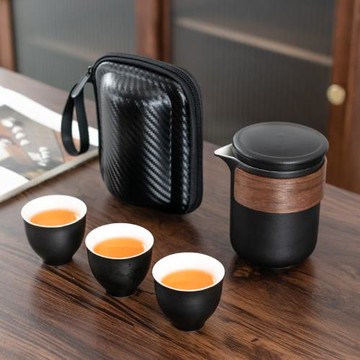 一人獨飲茶具便攜旅行小套裝一壺三杯戶外露營旅游快客杯功夫家用