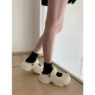 細細條 時尚增高厚底瑪麗珍洞洞鞋2024夏季新款女士外穿包頭涼拖