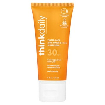 think, Thinkdaily，彩色氧化鋅面部抗曬霜，SPF 30，2 液量盎司（59 毫升）
