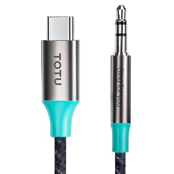 TOTU 拓途 AUX Type-C轉3.5mm音頻轉接器 AD-8 鋁合金+塑料+尼龍編織線 1M  1條