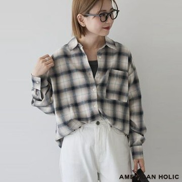 〚AMERICAN HOLIC〛漸層格紋休閒美式襯衫