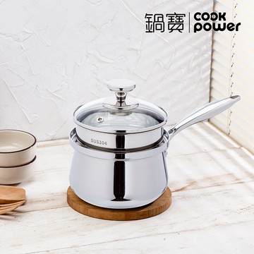 鍋寶 不鏽鋼蒸煮萬用奶鍋18cm附蓋、蒸籠(IH/電磁爐/瓦斯爐適用)