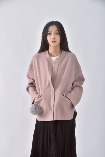 (L) numero uno韓牌棉質V領粉色外套