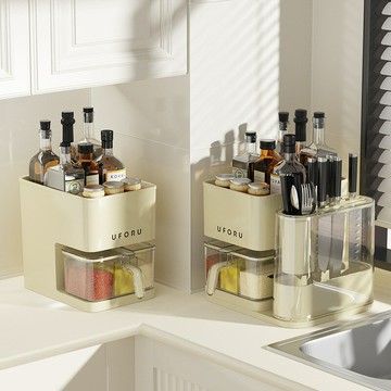 多功能廚房置物架現代簡約組合套裝廚房用品餐具調料廚房收納架