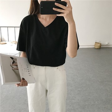 韓版慵懶風奶茶咖色休閒寬鬆短袖T恤【T187】