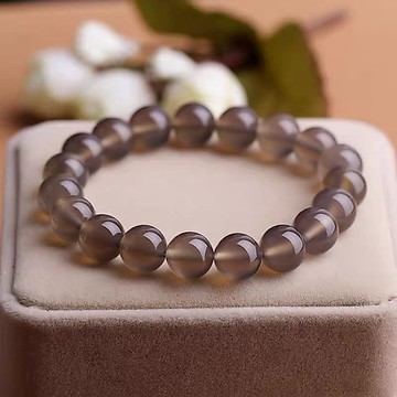 【幻彩水晶手作坊】灰瑪瑙手串 胭紫瑪瑙 手鏈 水晶飾品 單圈 圓珠 禮物手串