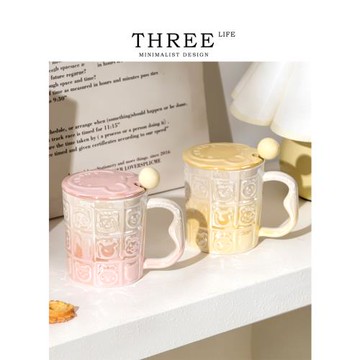 Tlife·Flowery·杯具ins風陶瓷杯帶蓋高顏值家用情侶水杯 | 如花