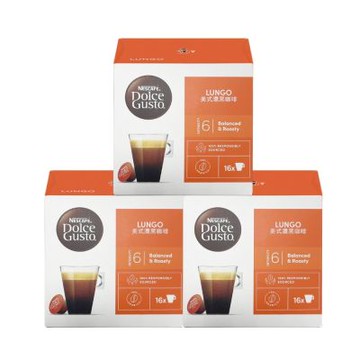 NESCAFE Dolce Gusto 美式濃黑咖啡膠囊16顆X3盒