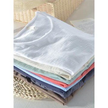 竹節棉T恤男短袖2024新款潮流百搭寬松薄款打底衫純棉內搭半袖夏