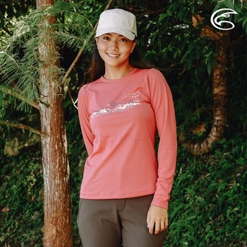 ADISI 女圓領抗靜電紗透氣快乾圖騰長袖上衣AL2321042 (S-2XL) 洋紅