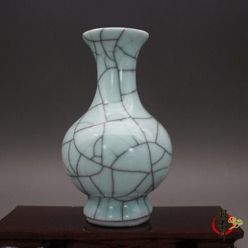 清乾隆仿古哥窯裂紋釉 小賞瓶花瓶 古董古玩陶瓷器仿古老貨收藏品