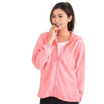 GIAT - 防潑水UPF50+抗UV防風外套-男女適穿/連帽-珍珠紅