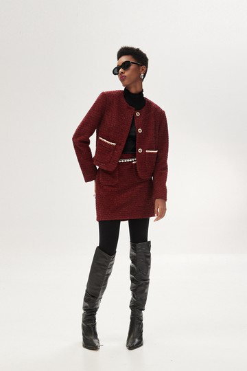 梅洛葡萄酒紅短裙